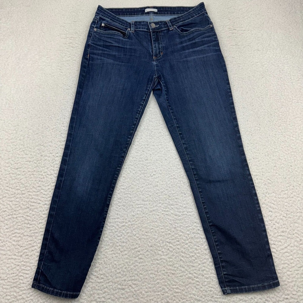 Eileen Fisher Jeans Womens‎ 30x28 Skinny Low Rise Whiskered Stretch Blue Denim